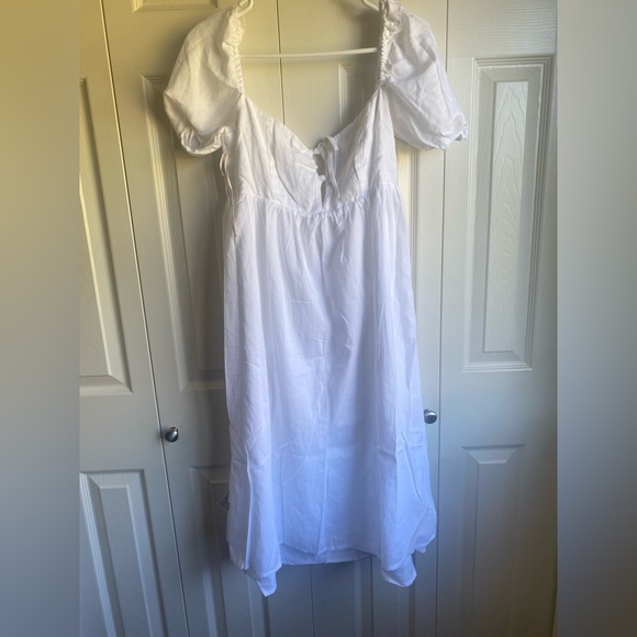 New Aritzia Wilfred Rowena Puff-sleeve linen midi dress - Picture 10 of 11